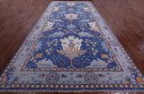 Blue Turkish Oushak Handmade Wool Rug - 9' 3" X 18' 1"