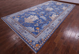 Blue Turkish Oushak Handmade Wool Rug - 9' 3" X 18' 1"