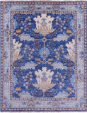 Blue Turkish Oushak Hand Knotted Wool Rug - 9' 1" X 12' 5"