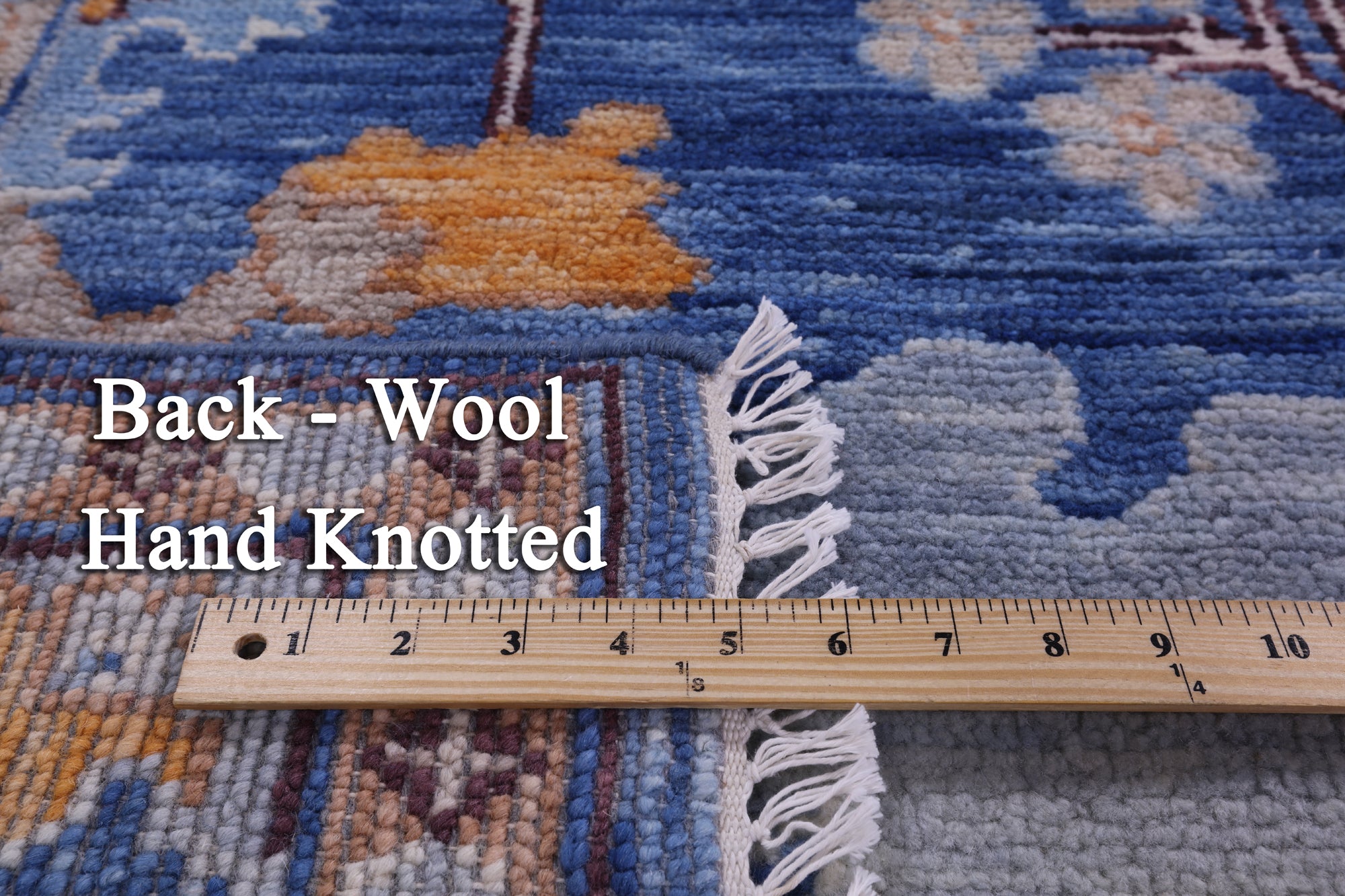 Blue Turkish Oushak Hand Knotted Wool Rug - 9' 1" X 12' 5" - Golden Nile