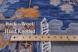 Blue Turkish Oushak Hand Knotted Wool Rug - 9' 1" X 12' 5"