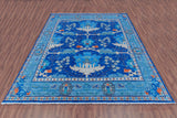 Blue Square Turkish Oushak Hand Knotted Wool Rug - 9' 1" X 9' 1" - Golden Nile