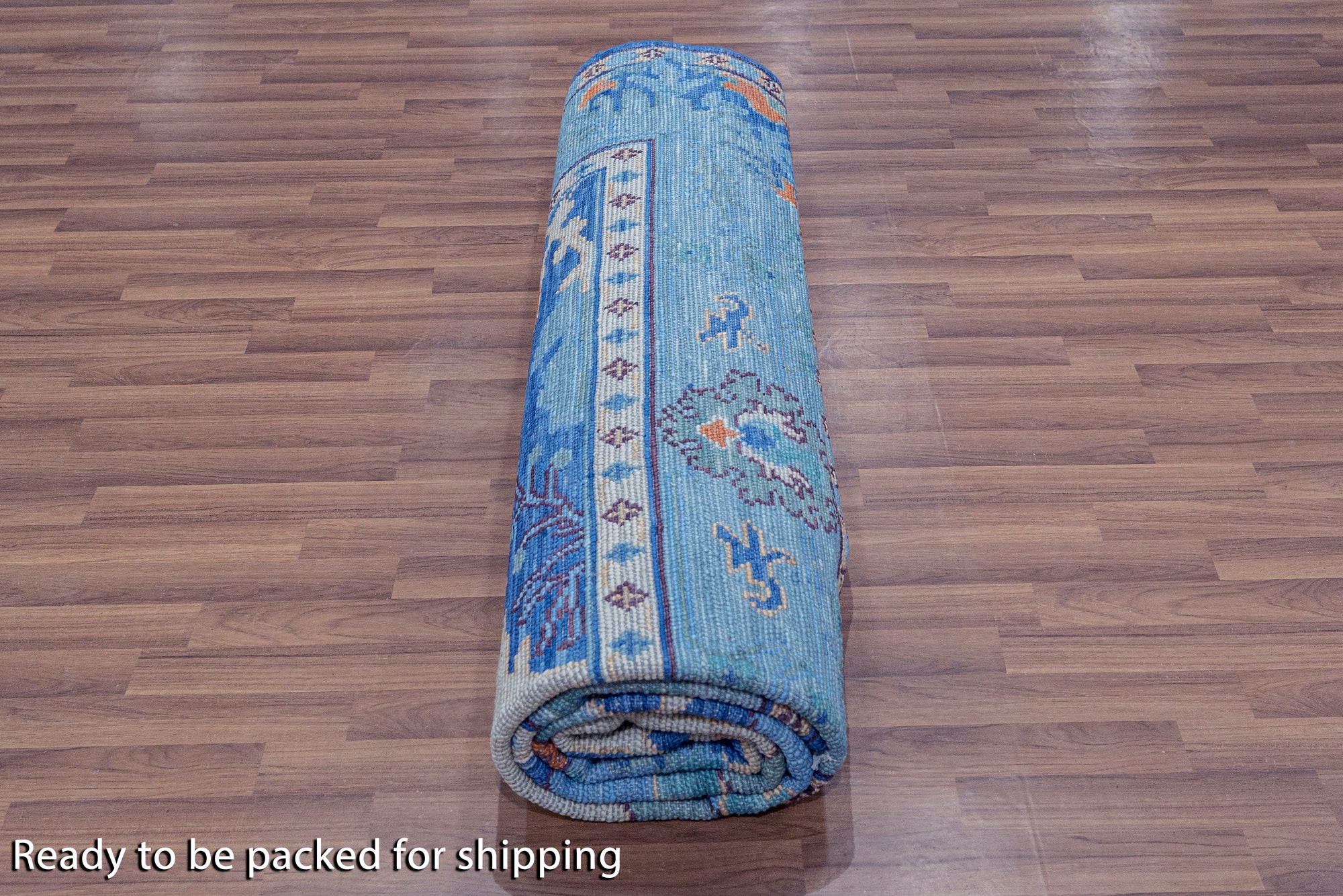 Blue Square Turkish Oushak Hand Knotted Wool Rug - 9' 1" X 9' 1" - Golden Nile