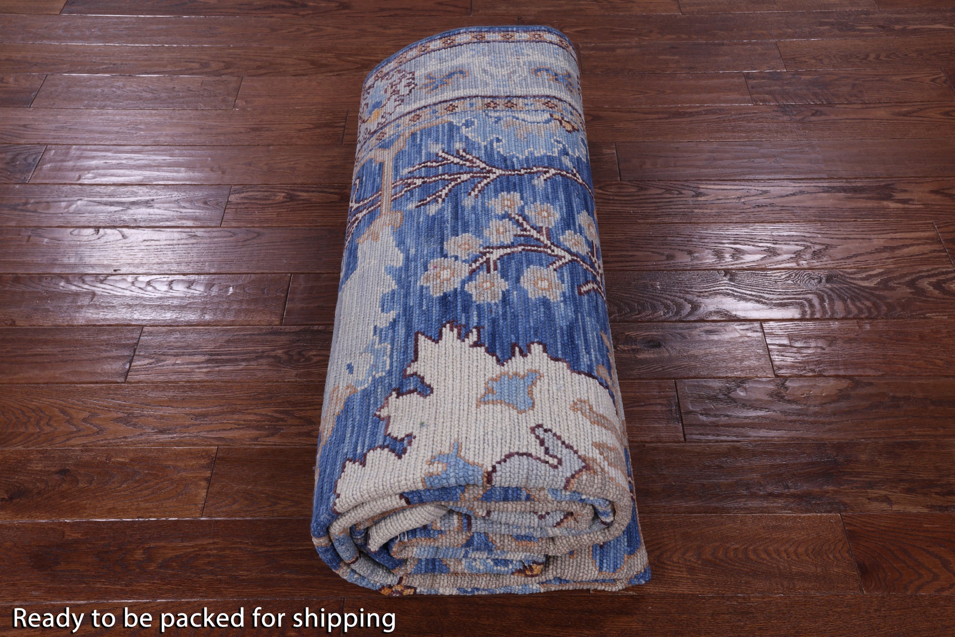 Blue Turkish Oushak Hand Knotted Wool Rug - 7' 1" X 14' 3" - Golden Nile