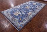 Blue Turkish Oushak Hand Knotted Wool Rug - 7' 1" X 14' 3" - Golden Nile