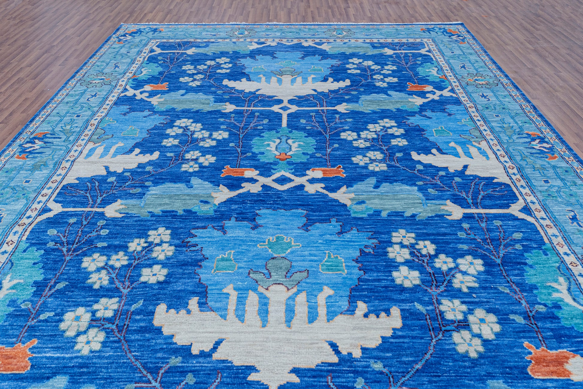 Blue Turkish Oushak Handmade Wool Rug - 5' 2" X 8' 2" - Golden Nile