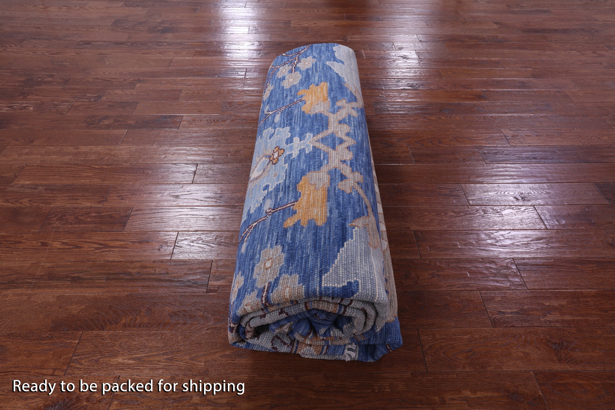 Blue Square Turkish Oushak Handmade Wool Rug - 11' 2" X 11' 6" - Golden Nile