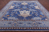 Blue Square Turkish Oushak Handmade Wool Rug - 11' 2" X 11' 6" - Golden Nile