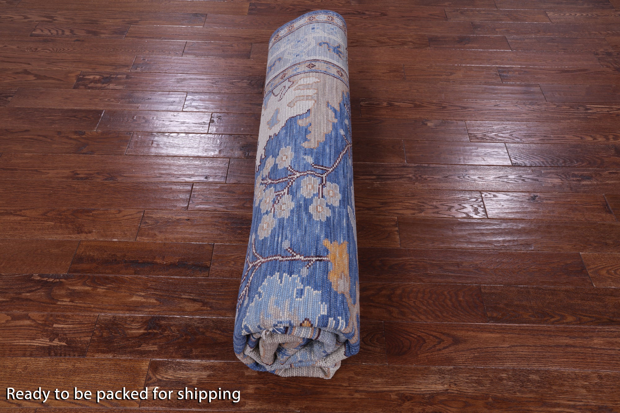 Blue Square Turkish Oushak Handmade Wool Rug - 9' 1" X 9' 1" - Golden Nile