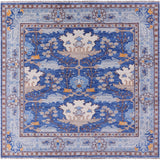 Blue Square Turkish Oushak Handmade Wool Rug - 9' 1" X 9' 1" - Golden Nile