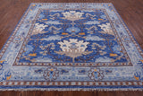 Blue Square Turkish Oushak Handmade Wool Rug - 9' 1" X 9' 1" - Golden Nile