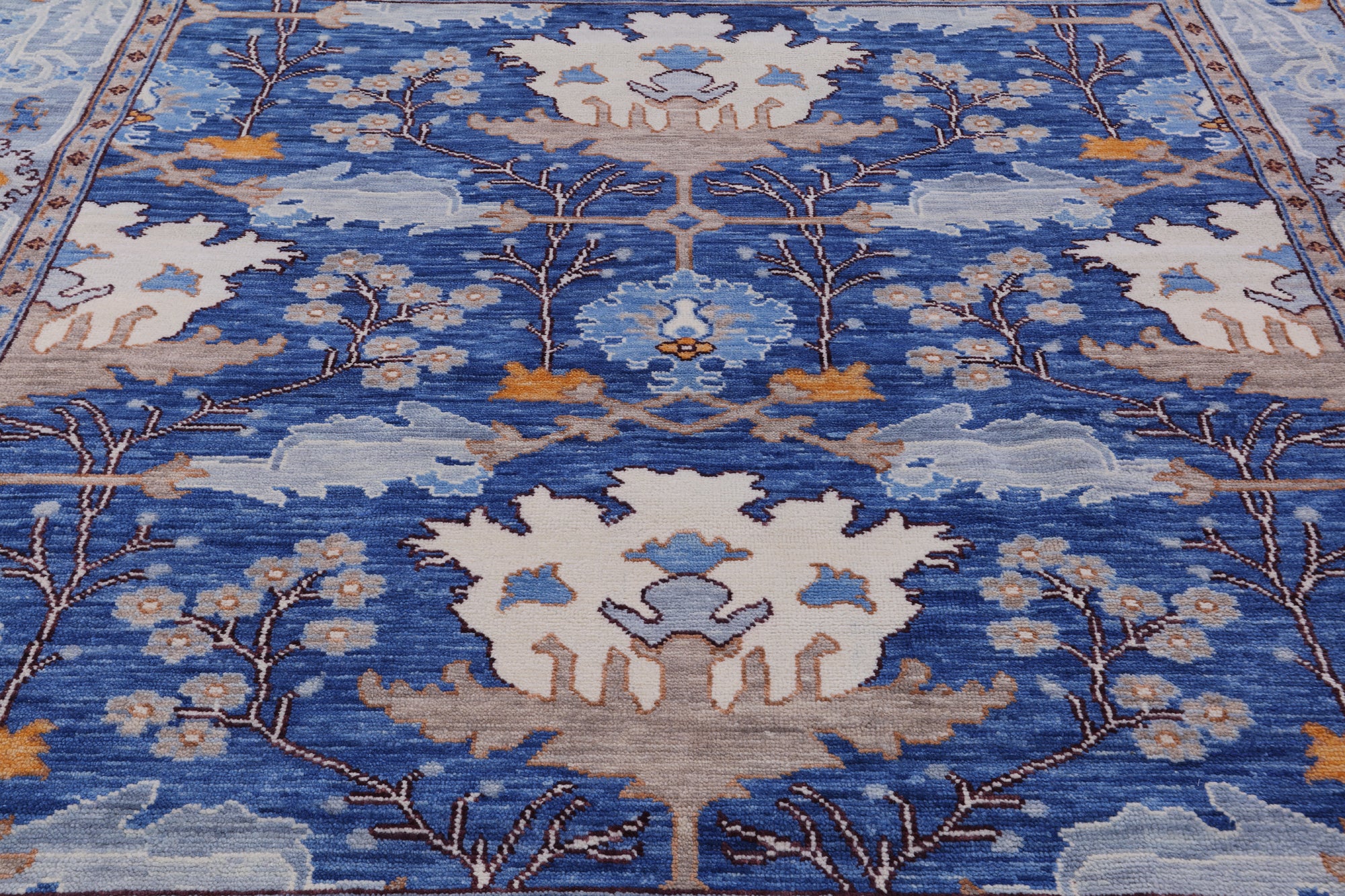 Blue Square Turkish Oushak Handmade Wool Rug - 9' 1" X 9' 1" - Golden Nile