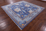Blue Square Turkish Oushak Handmade Wool Rug - 9' 1" X 9' 1" - Golden Nile