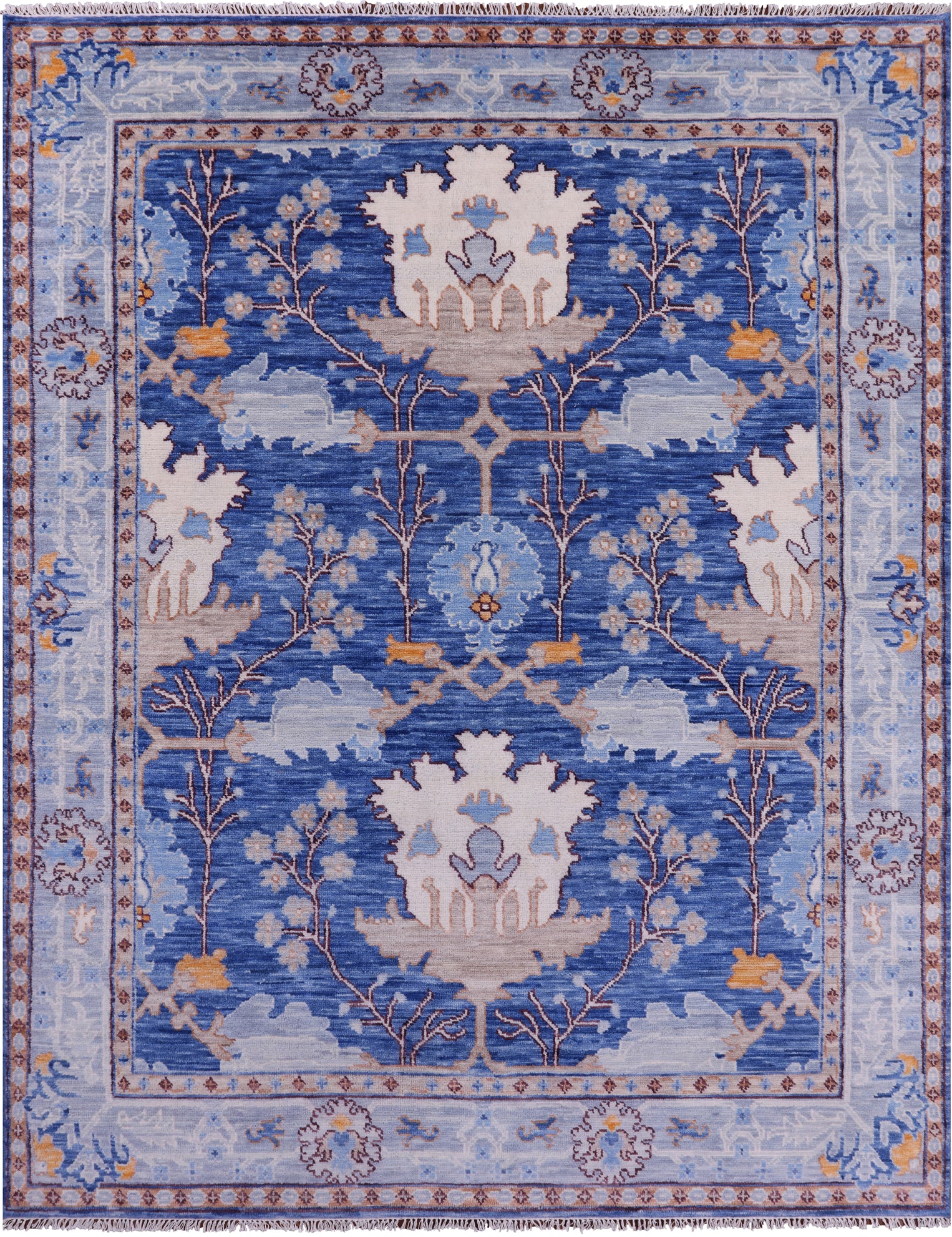 Blue Turkish Oushak Handmade Wool Rug - 8' 3" X 10' 1" - Golden Nile