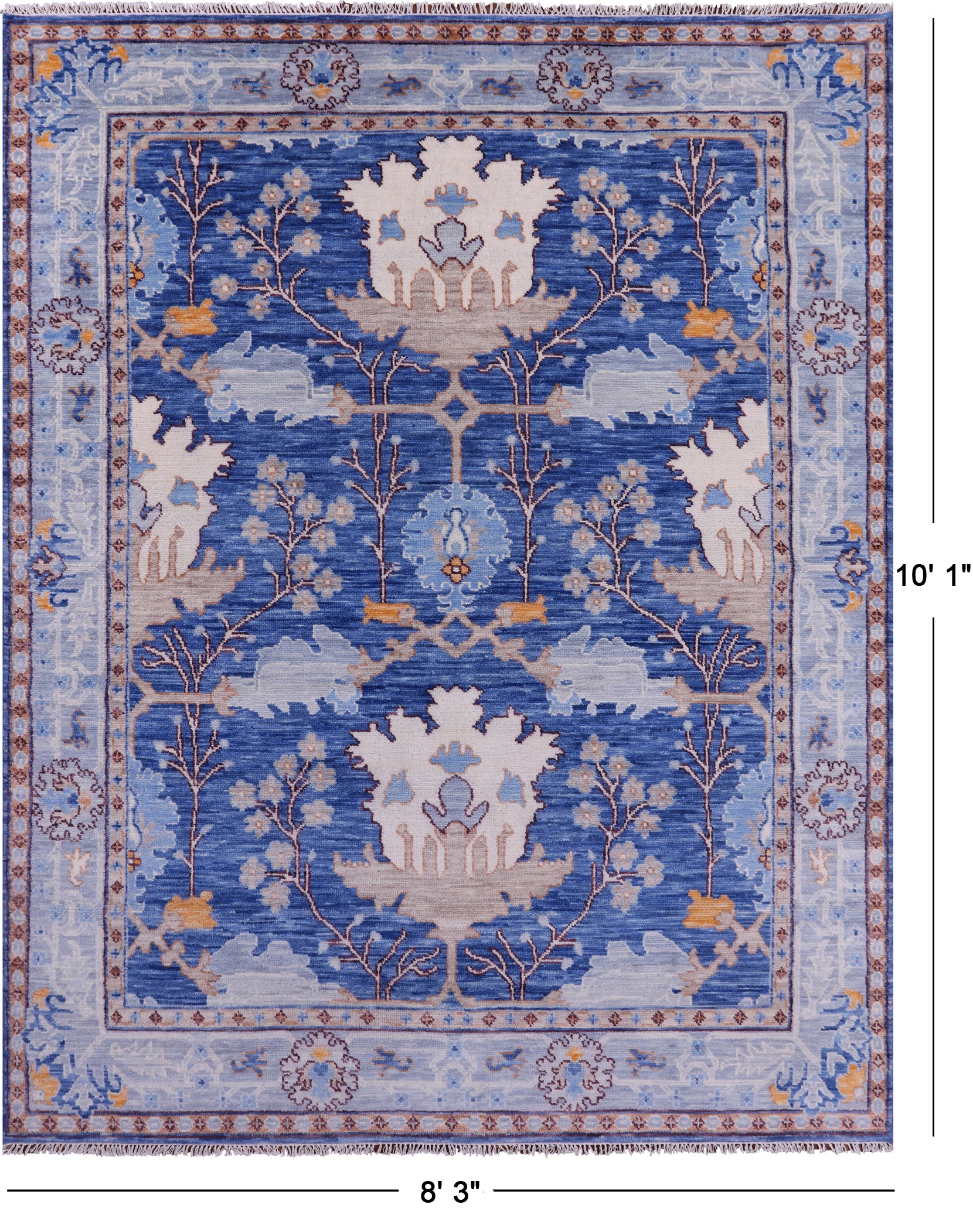 Blue Turkish Oushak Handmade Wool Rug - 8' 3" X 10' 1" - Golden Nile