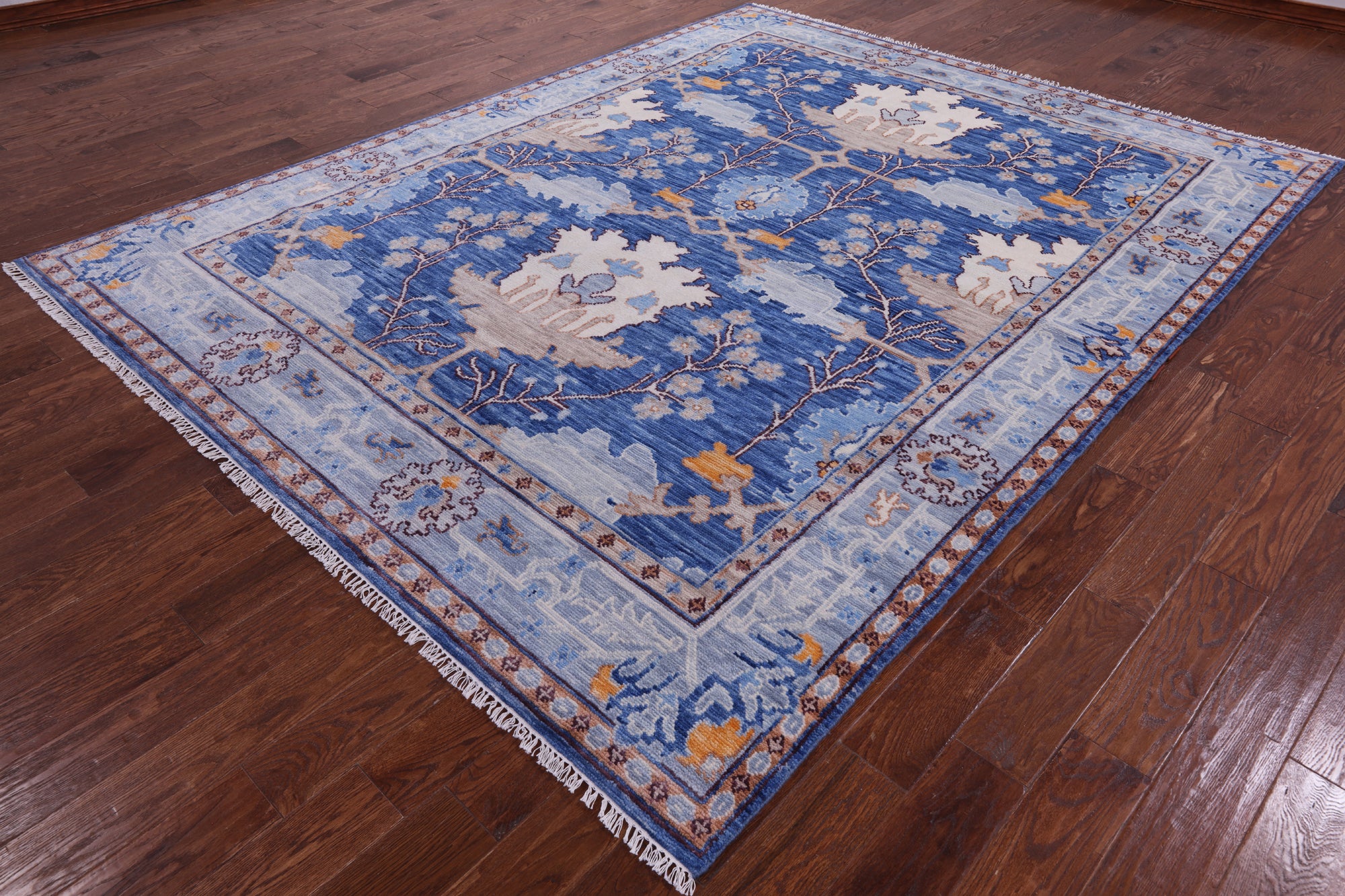 Blue Turkish Oushak Handmade Wool Rug - 8' 3" X 10' 1" - Golden Nile