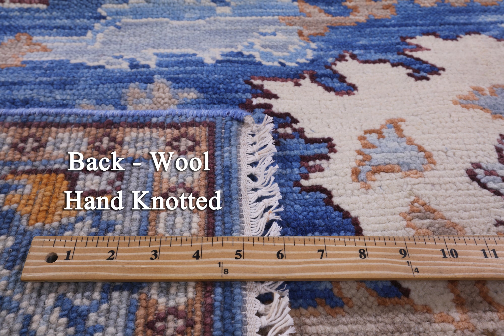 Blue Square Turkish Oushak Handmade Wool Rug - 6' 2" X 6' 2" - Golden Nile