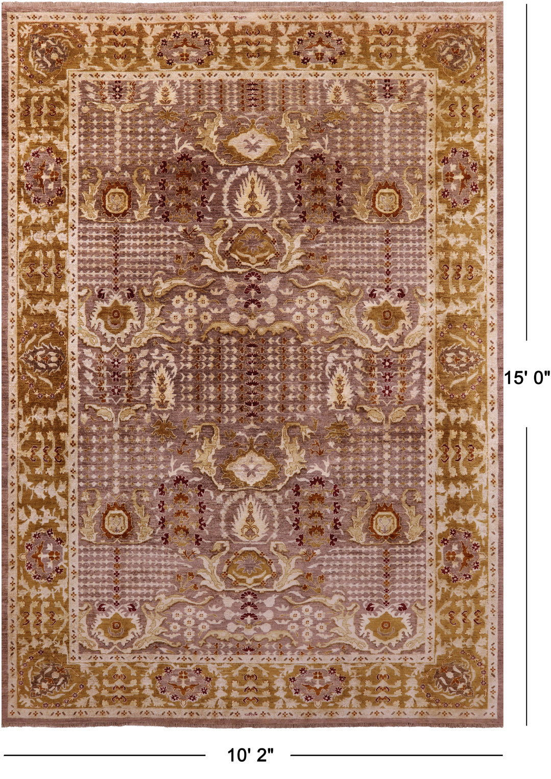 Peshawar Handmade Wool Rug - 10' 2" X 15' 0" - Golden Nile