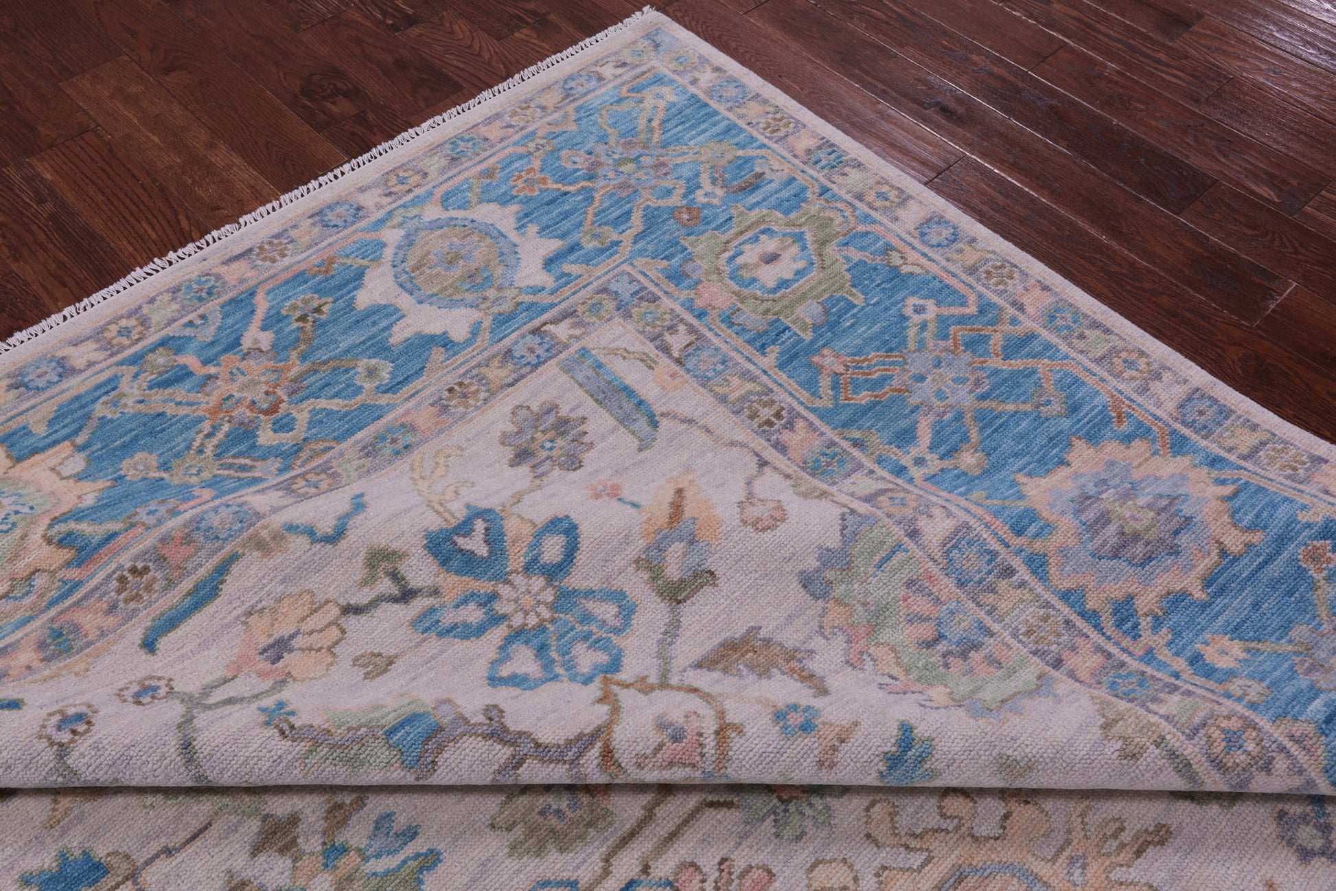 Ivory Turkish Oushak Handmade Wool Rug - 9' 3" X 12' 2" - Golden Nile