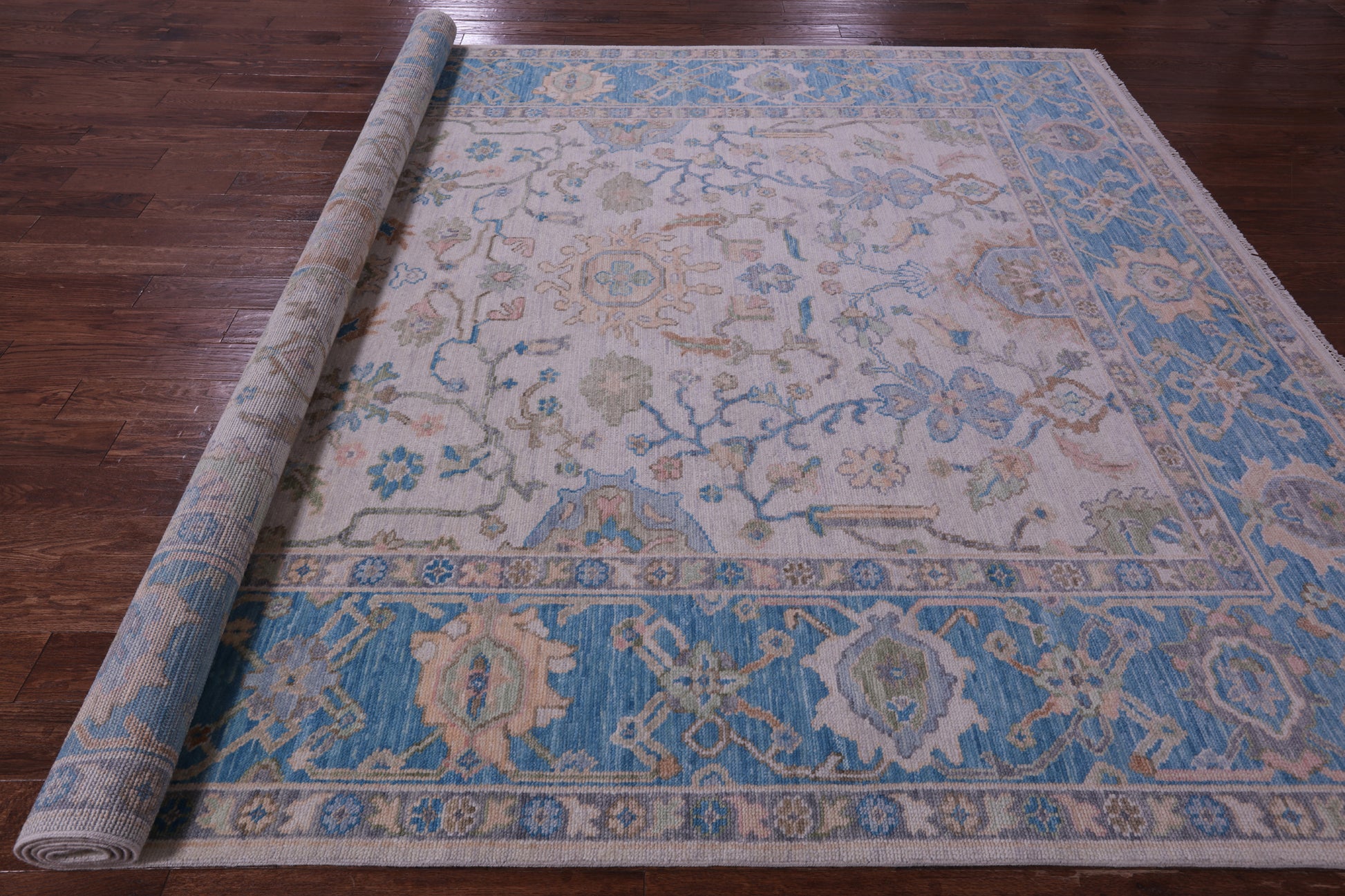 Ivory Turkish Oushak Handmade Wool Rug - 9' 3" X 12' 2" - Golden Nile