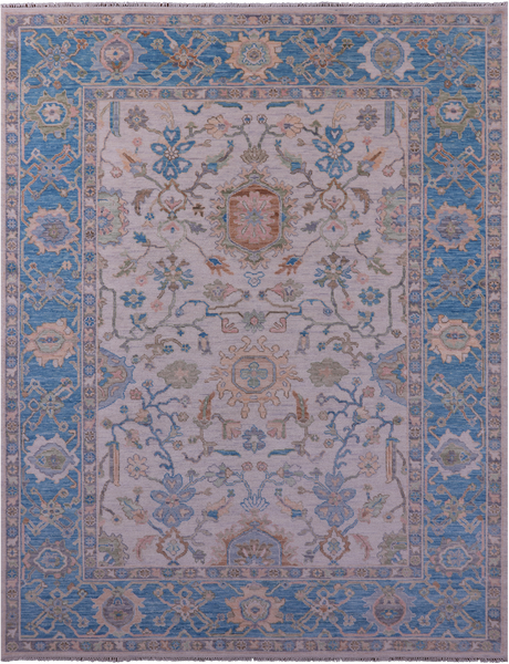 Ivory Turkish Oushak Handmade Wool Rug - 9' 3" X 12' 2" - Golden Nile