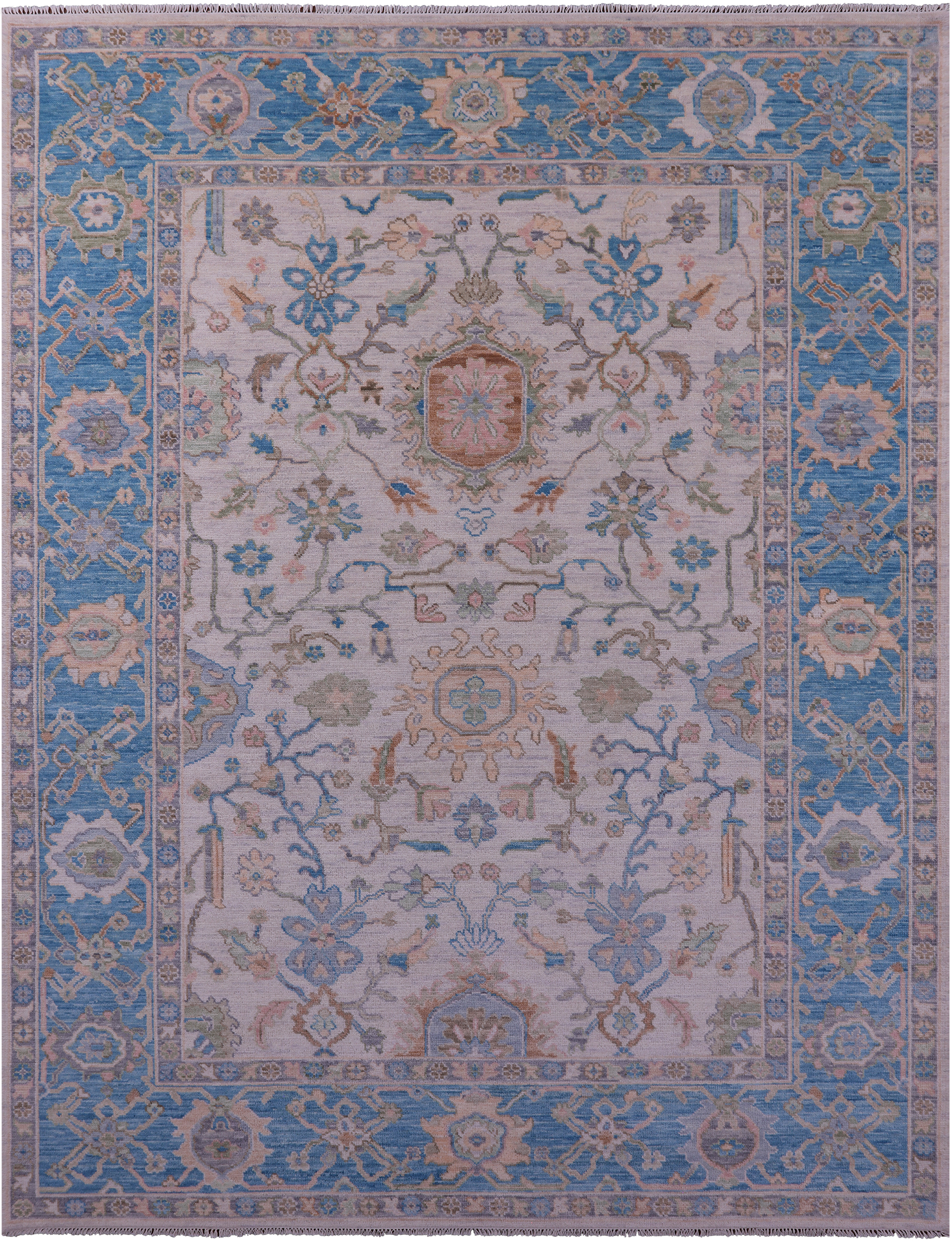 Ivory Turkish Oushak Handmade Wool Rug - 9' 3" X 12' 2" - Golden Nile