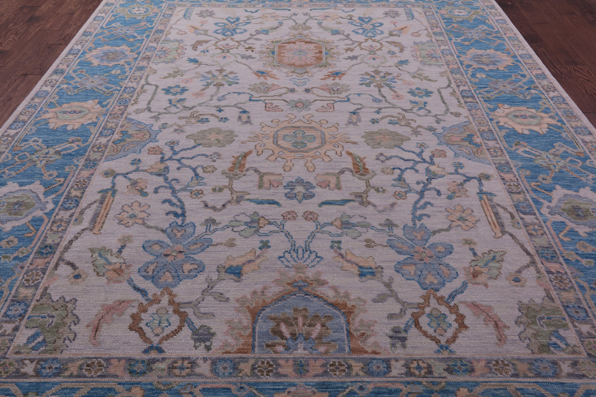 Ivory Turkish Oushak Handmade Wool Rug - 9' 3" X 12' 2" - Golden Nile