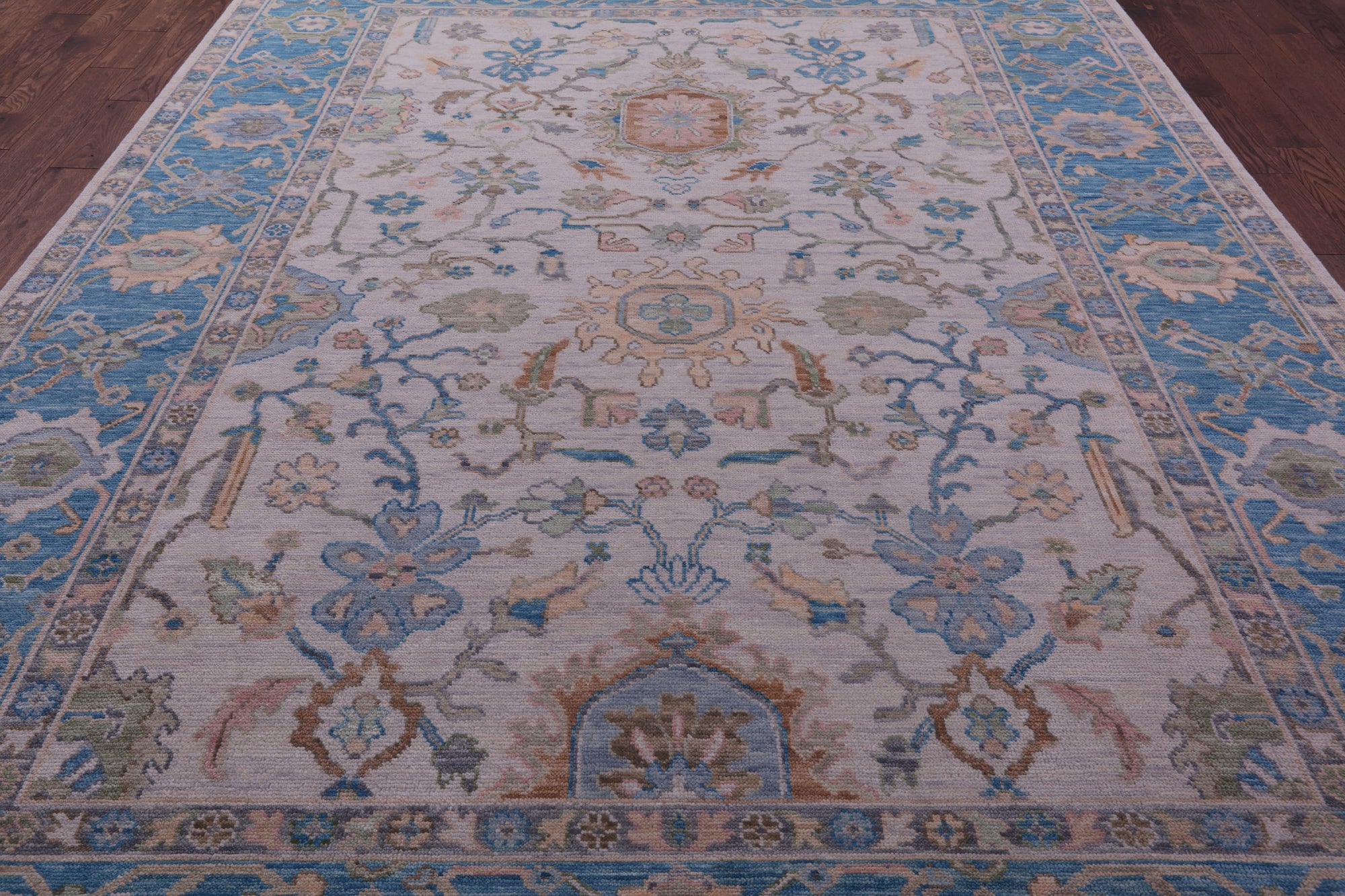 Ivory Turkish Oushak Handmade Wool Rug - 9' 3" X 12' 2" - Golden Nile