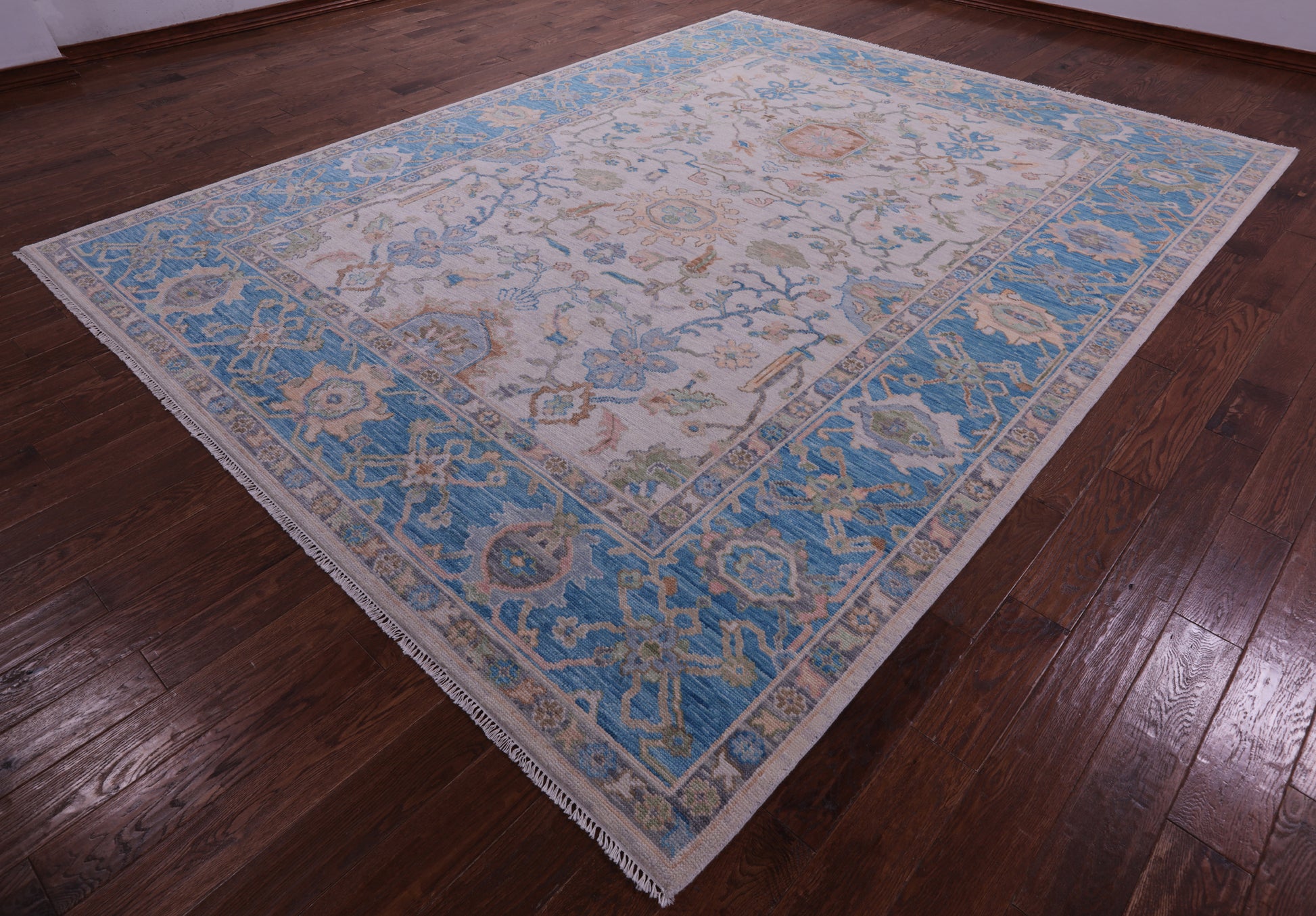 Ivory Turkish Oushak Handmade Wool Rug - 9' 3" X 12' 2" - Golden Nile