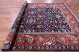 Blue Persian Fine Serapi Hand Knotted Wool Rug - 9' 0" X 12' 0" - Golden Nile