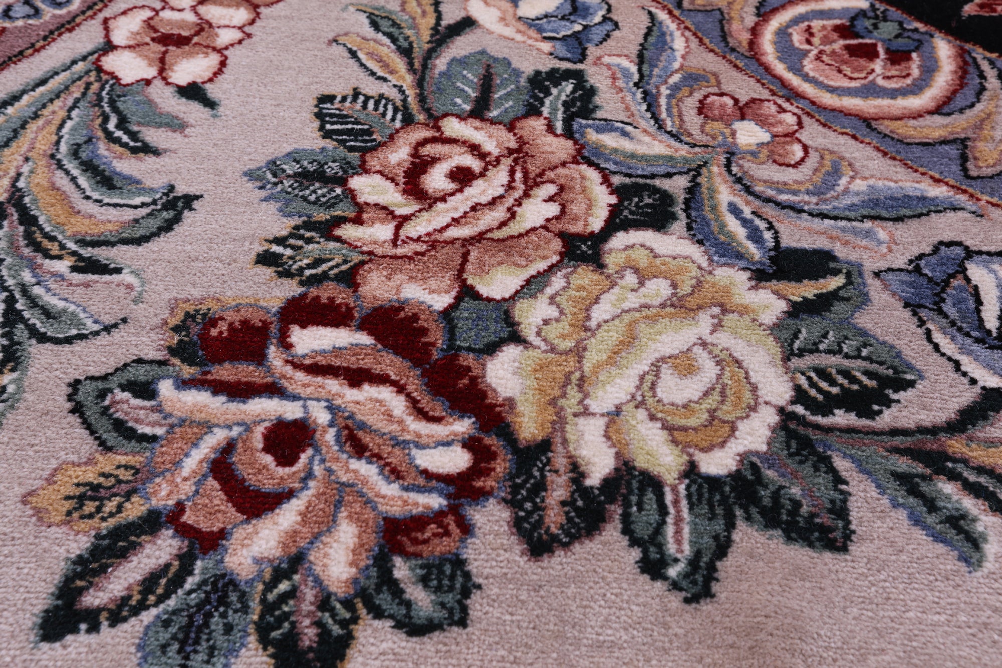 Grey/Black French Aubusson Hand Knotted Wool Rug - 9' 0" X 12' 1"