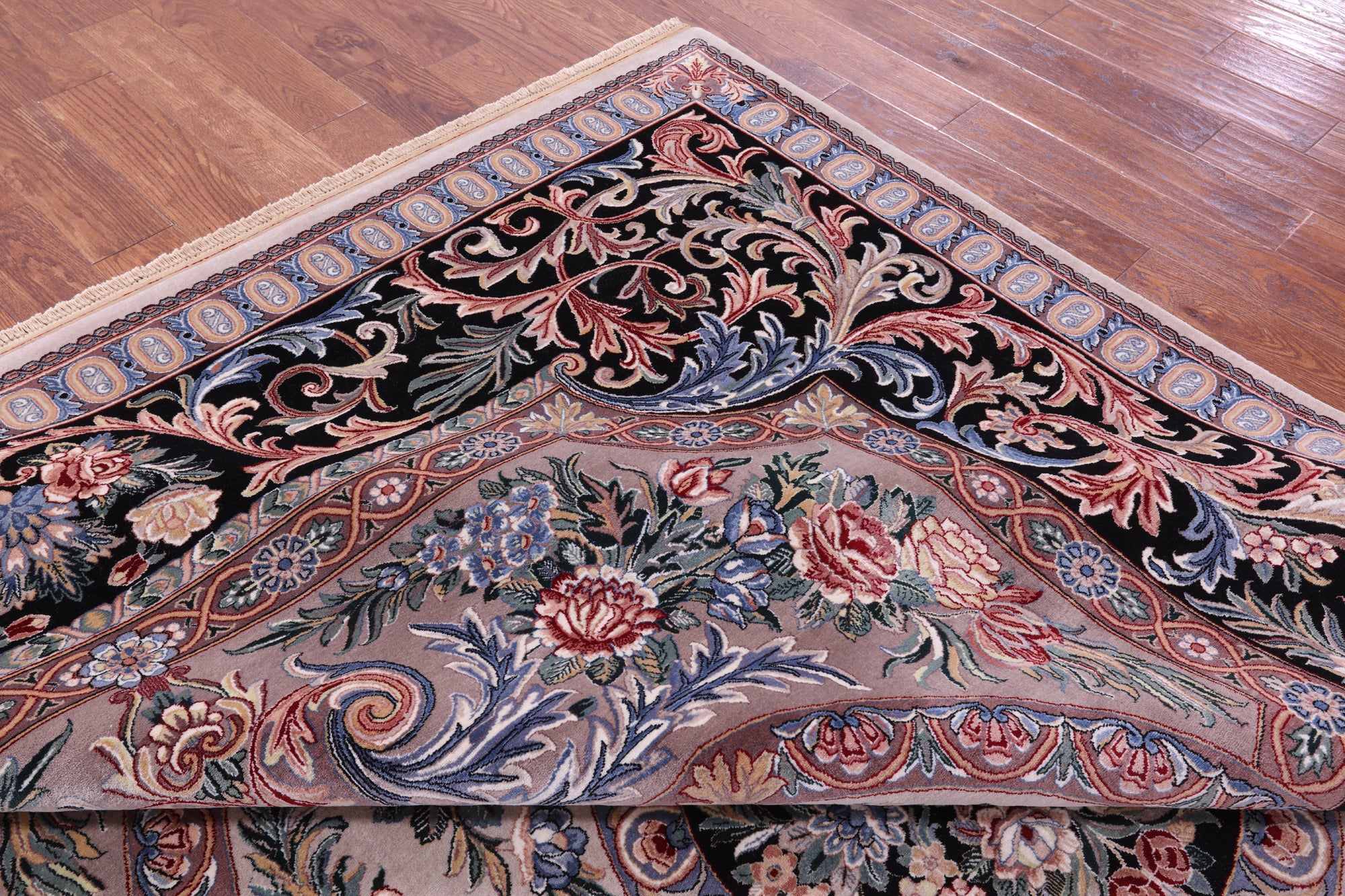 Grey/Black French Aubusson Hand Knotted Wool Rug - 9' 0" X 12' 1"