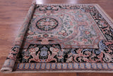 Grey/Black French Aubusson Hand Knotted Wool Rug - 9' 0" X 12' 1"