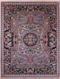 Grey/Black French Aubusson Hand Knotted Wool Rug - 9' 0" X 12' 1"