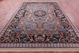Grey/Black French Aubusson Hand Knotted Wool Rug - 9' 0" X 12' 1"