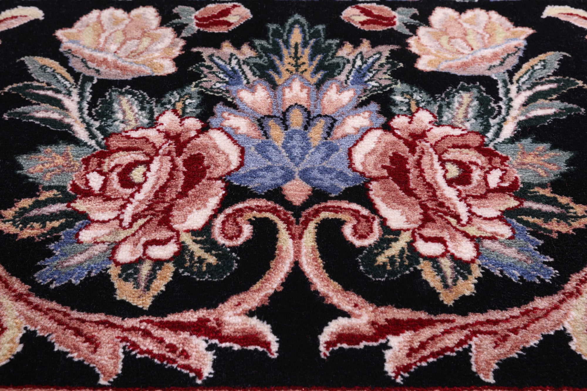 Grey/Black French Aubusson Hand Knotted Wool Rug - 9' 0" X 12' 1"