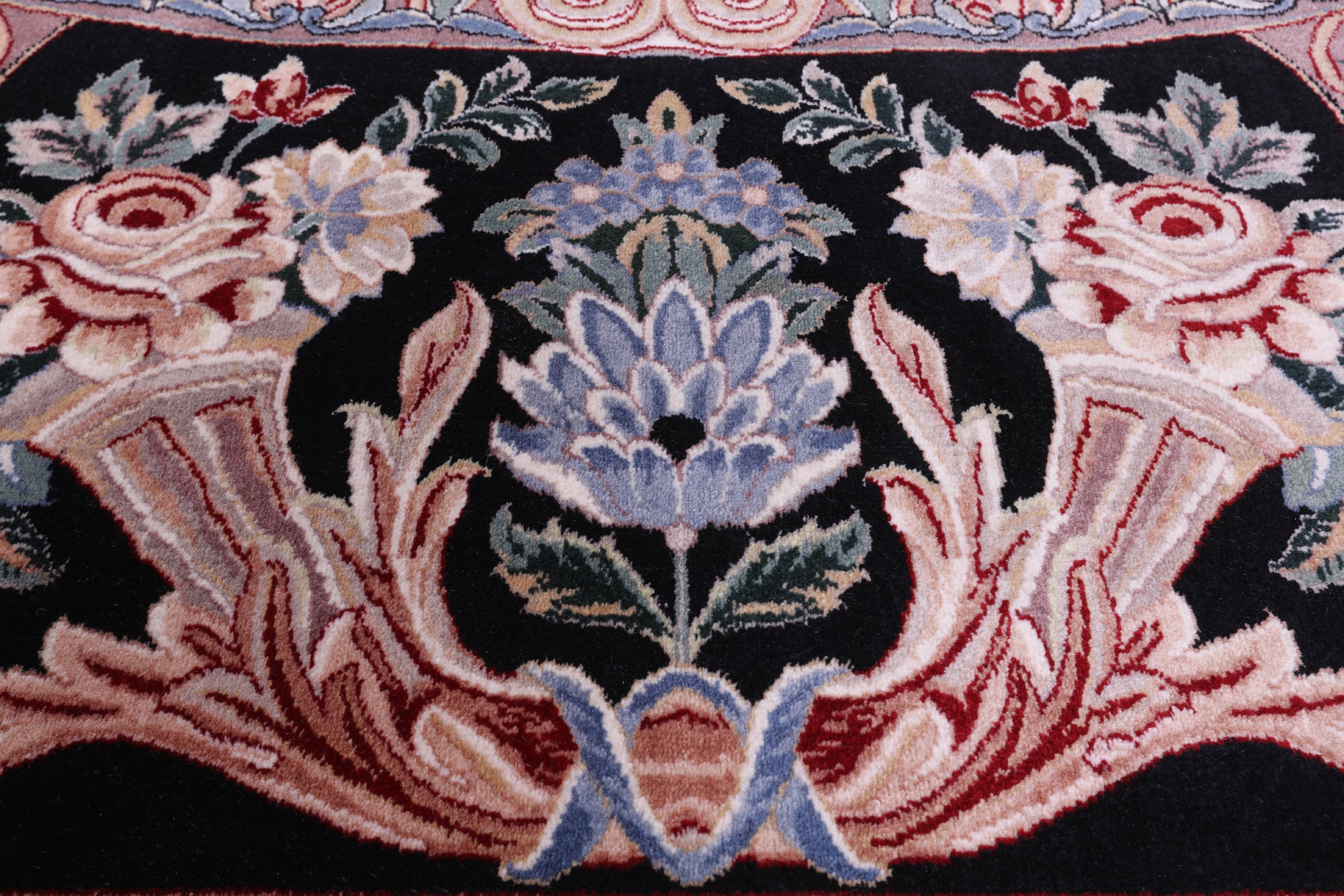 Grey/Black French Aubusson Hand Knotted Wool Rug - 9' 0" X 12' 1"