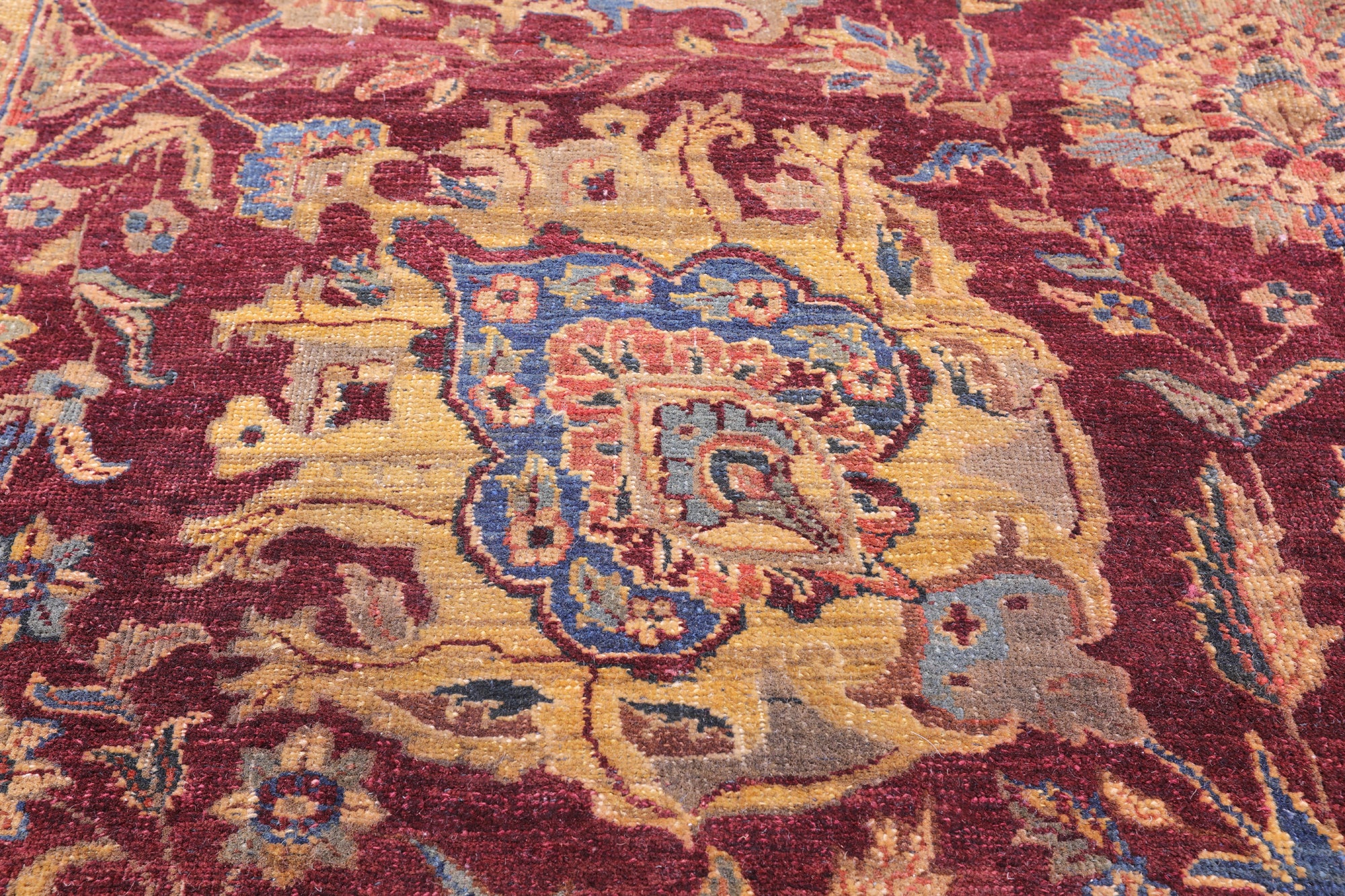Red Antique Even Wear Persian Tabriz Handmade Wool Rug - 12' 2" X 13' 3" - Golden Nile