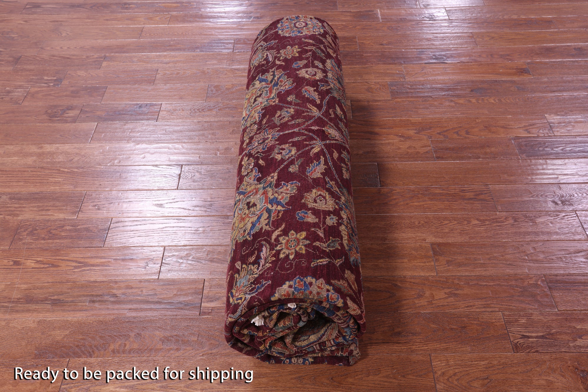 Red Antique Even Wear Persian Tabriz Handmade Wool Rug - 12' 2" X 13' 3" - Golden Nile