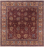 Red Antique Even Wear Persian Tabriz Handmade Wool Rug - 12' 2" X 13' 3" - Golden Nile