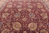 Red Antique Even Wear Persian Tabriz Handmade Wool Rug - 12' 2" X 13' 3" - Golden Nile