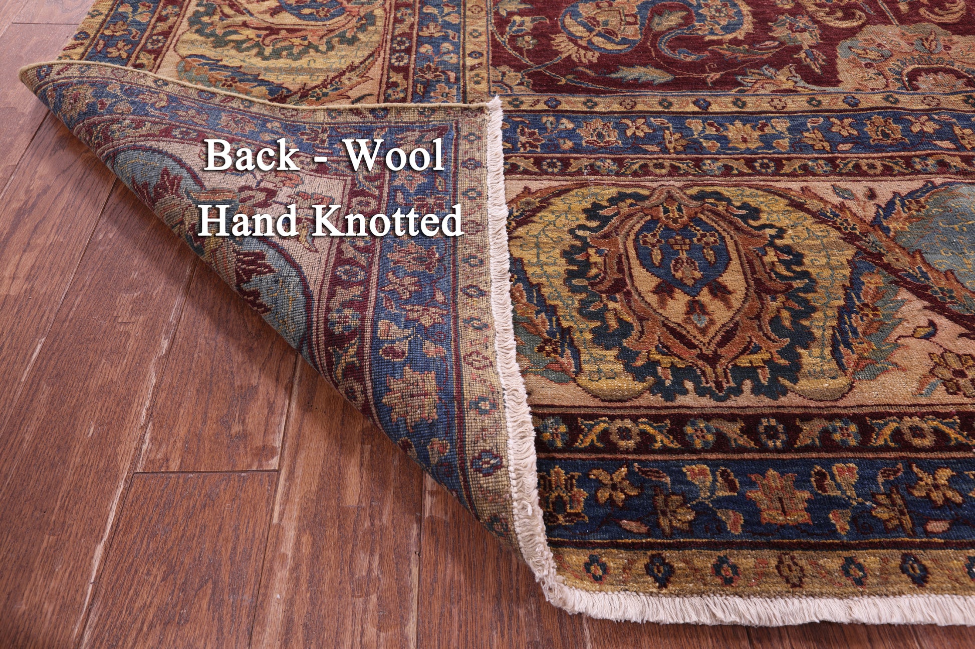 Red Antique Even Wear Persian Tabriz Handmade Wool Rug - 12' 2" X 13' 3" - Golden Nile