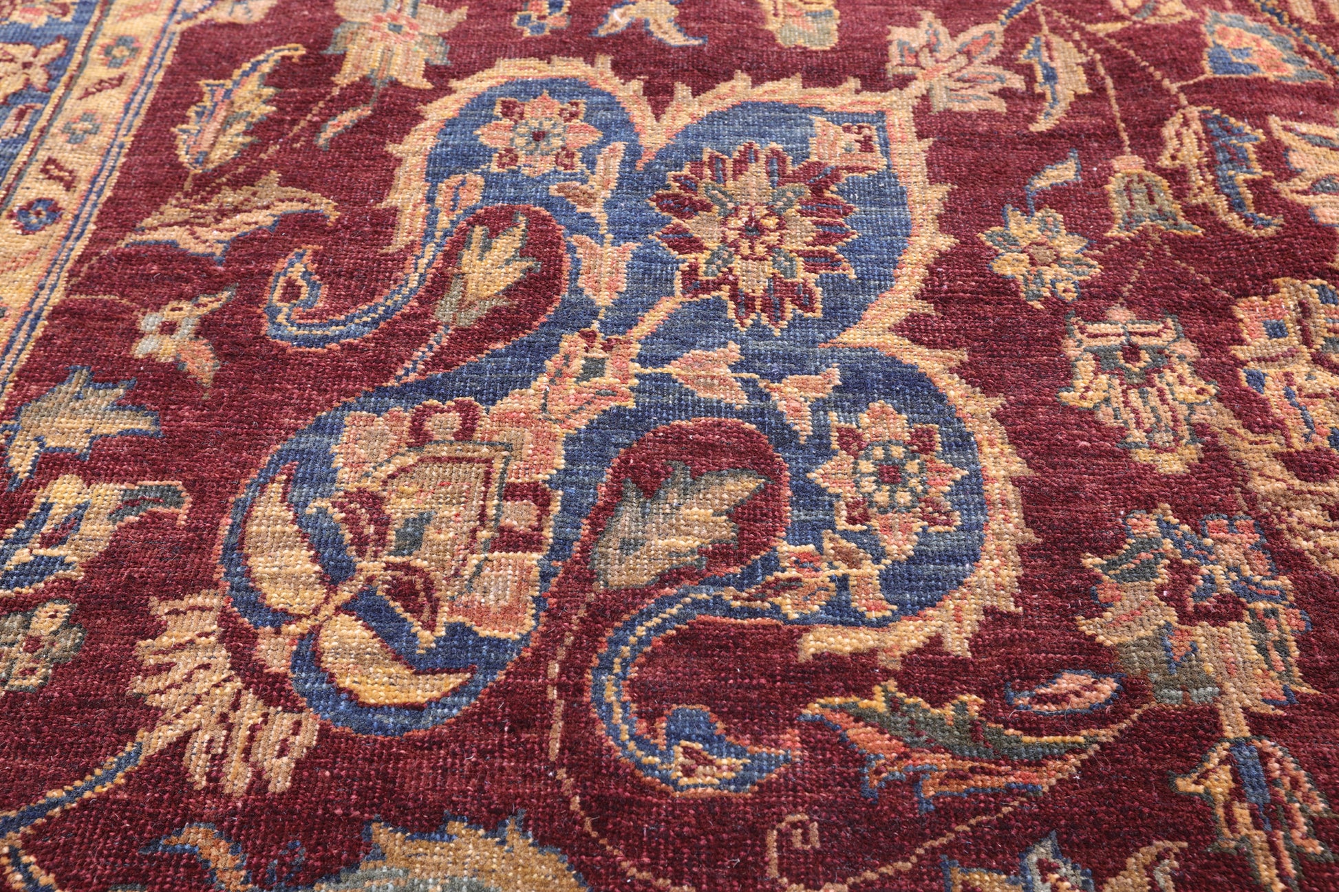 Red Antique Even Wear Persian Tabriz Handmade Wool Rug - 12' 2" X 13' 3" - Golden Nile