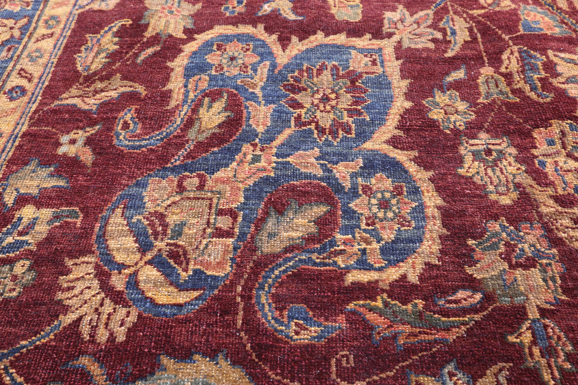 Red Antique Even Wear Persian Tabriz Handmade Wool Rug - 12' 2" X 13' 3" - Golden Nile