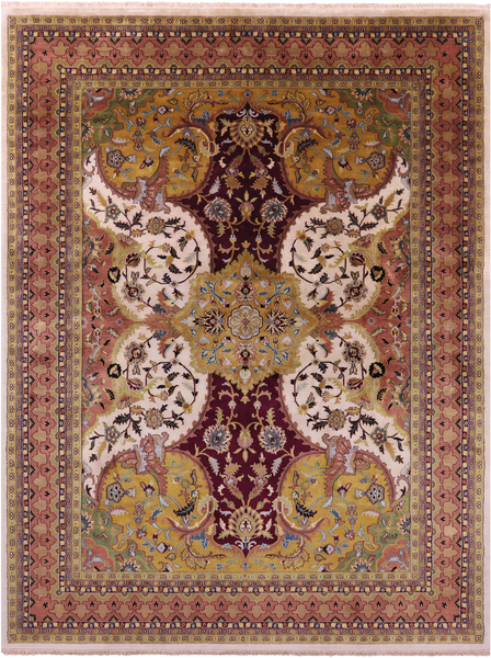 Persian Tabriz Hand Knotted Wool Rug - 8' 10" X 12' 2" - Golden Nile