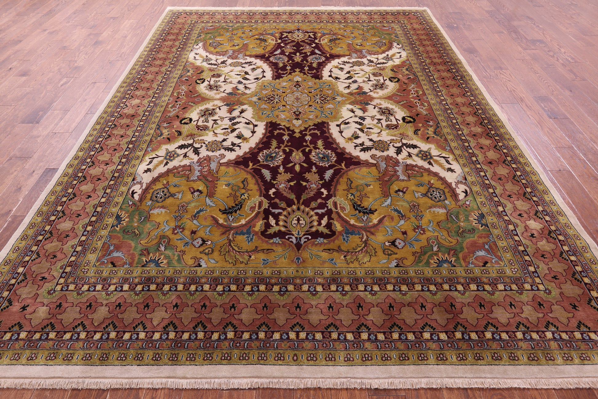 Persian Tabriz Hand Knotted Wool Rug - 8' 10" X 12' 2" - Golden Nile