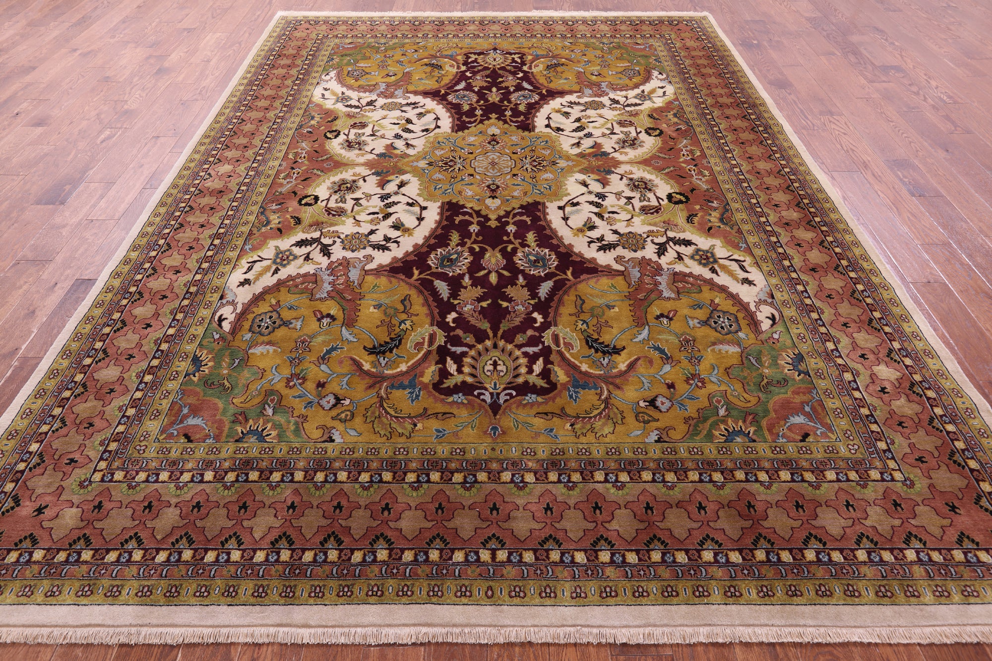 Persian Tabriz Hand Knotted Wool Rug - 8' 10" X 12' 2" - Golden Nile