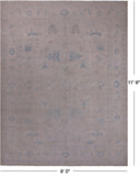 Ivory Washed Out Peshawar Hand Knotted Wool Rug - 9' 0" X 11' 9"