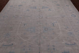 Ivory Washed Out Peshawar Hand Knotted Wool Rug - 9' 0" X 11' 9"