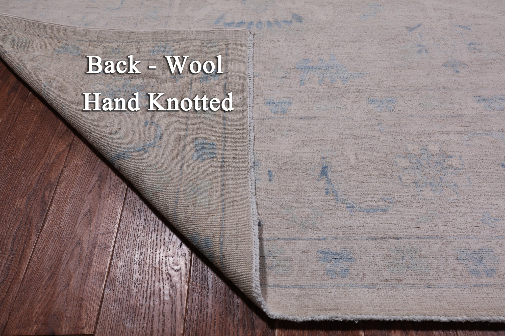 Ivory Washed Out Peshawar Hand Knotted Wool Rug - 9' 0" X 11' 9"